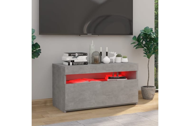 Tv-b�änk med LED-belysning betonggrå 75x35x40 cm - Grå - Möbler - Vardagsrum - Tv-möbler & mediamöbler - Tv-bänkar