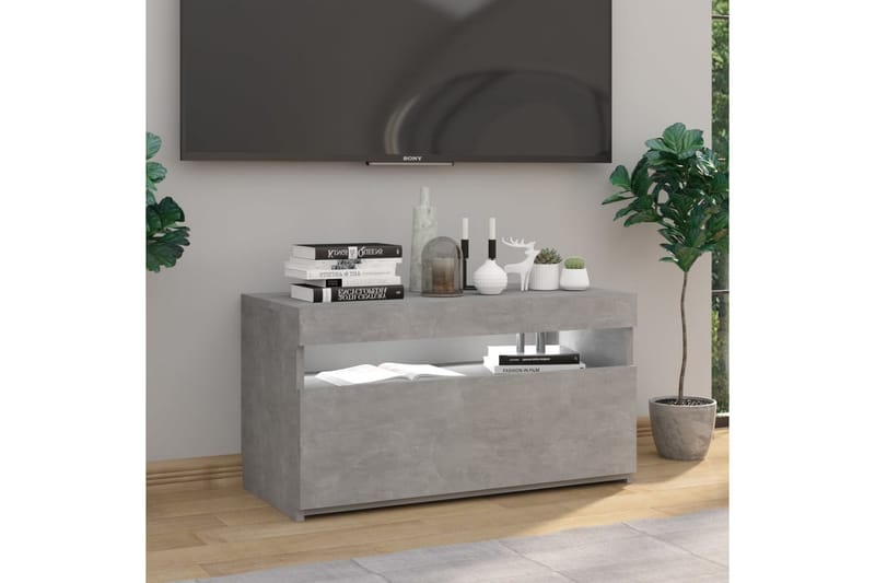 Tv-bänk med LED-belysning betonggrå 75x35x40 cm - Grå - Möbler - Vardagsrum - Tv-möbler & mediamöbler - Tv-bänkar