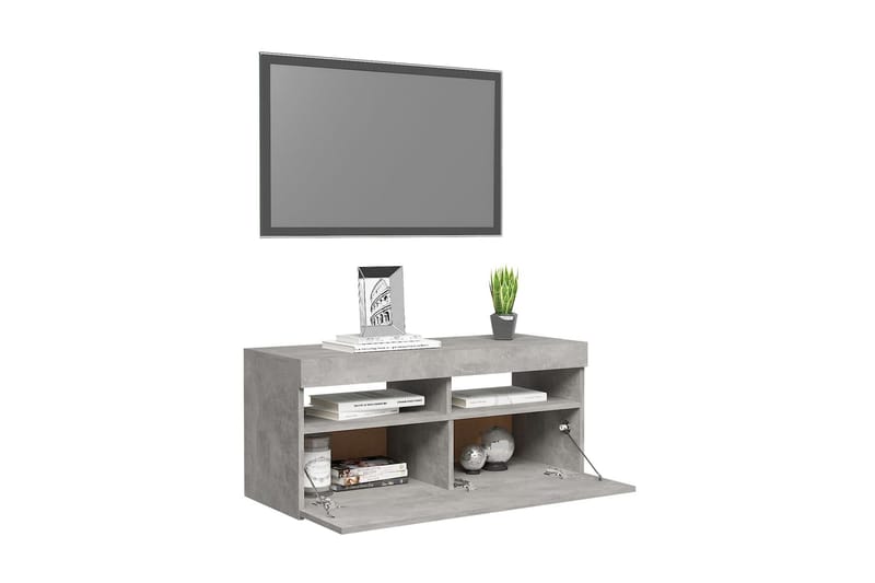 TV-bänk med LED-belysning betonggrå 90x35x40 cm - Grå - Möbler - Vardagsrum - Tv-möbler & mediamöbler - Tv-bänkar