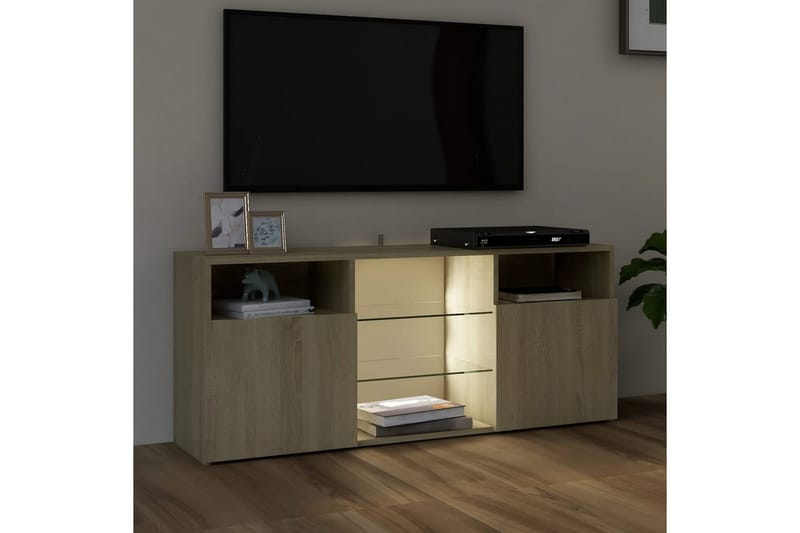 TV-bänk med LED-belysning sonoma-ek 120x30x50 cm - Brun - Möbler - Vardagsrum - Tv-möbler & mediamöbler - Tv-bänkar