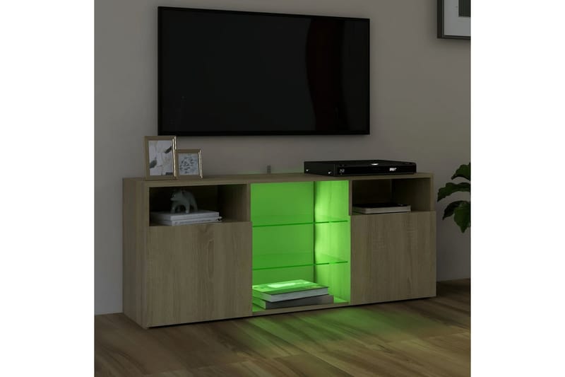 TV-bänk med LED-belysning sonoma-ek 120x30x50 cm - Brun - Möbler - Vardagsrum - Tv-möbler & mediamöbler - Tv-bänkar