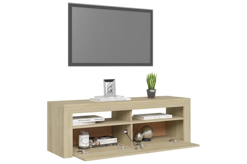 TV-bänk med LED-belysning sonoma-ek 120x35x40 cm - Brun - Möbler - Vardagsrum - Tv-möbler & mediamöbler - Tv-bänkar