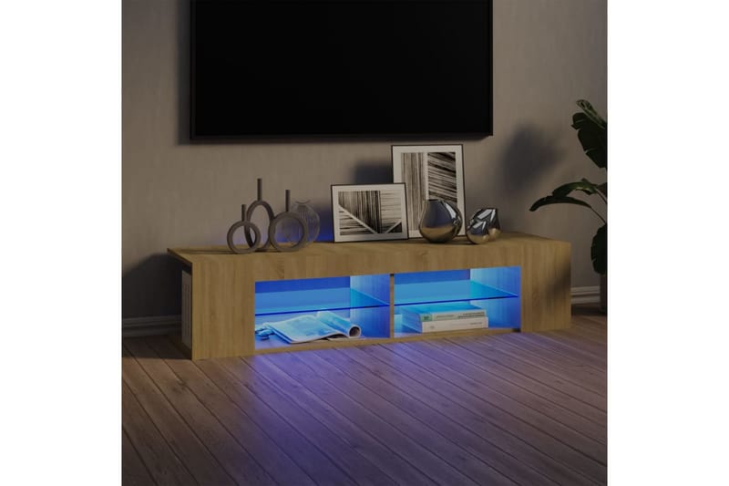 TV-bänk med LED-belysning sonoma-ek 135x39x30 cm - Brun - Möbler - Vardagsrum - Tv-möbler & mediamöbler - Tv-bänkar