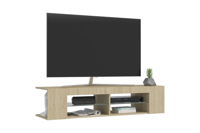 TV-bänk med LED-belysning sonoma-ek 135x39x30 cm - Brun - Möbler - Vardagsrum - Tv-möbler & mediamöbler - Tv-bänkar