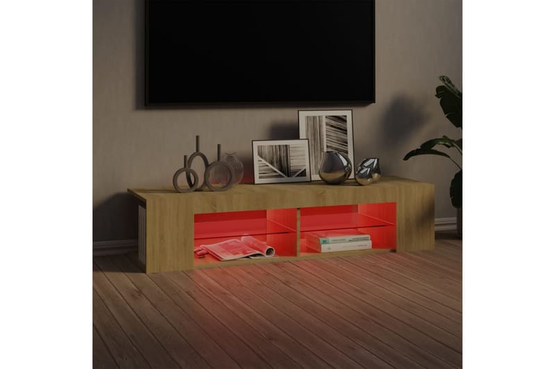 TV-bänk med LED-belysning sonoma-ek 135x39x30 cm - Brun - Möbler - Vardagsrum - Tv-möbler & mediamöbler - Tv-bänkar