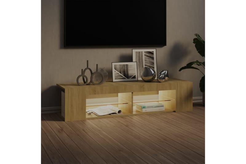 TV-bänk med LED-belysning sonoma-ek 135x39x30 cm - Brun - Möbler - Vardagsrum - Tv-möbler & mediamöbler - Tv-bänkar