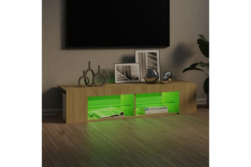 TV-bänk med LED-belysning sonoma-ek 135x39x30 cm - Brun - Möbler - Vardagsrum - Tv-möbler & mediamöbler - Tv-bänkar