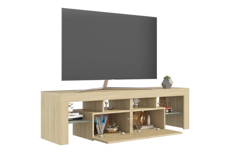 TV-bänk med LED-belysning sonoma-ek 140x35x40 cm - Brun - Möbler - Vardagsrum - Tv-möbler & mediamöbler - Tv-bänkar