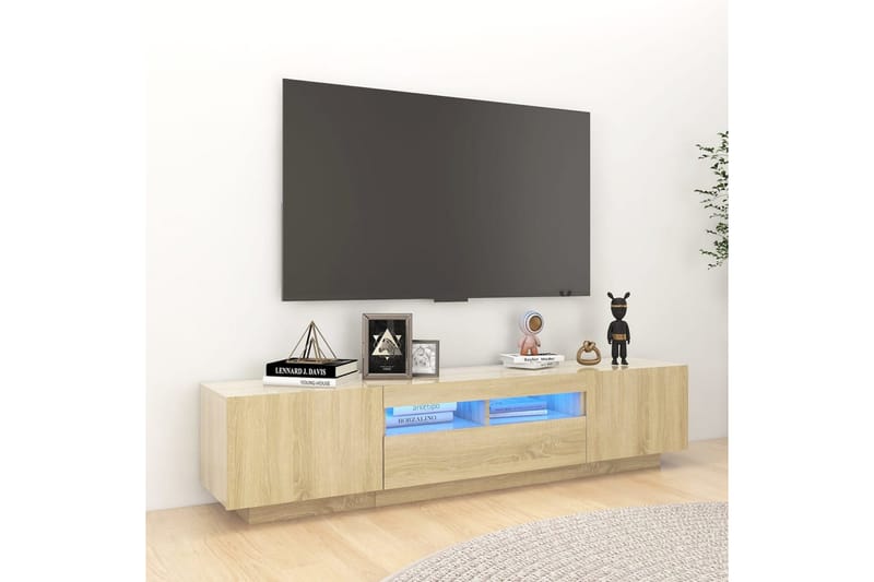 TV-bänk med LED-belysning sonoma-ek 180x35x40 cm - Brun - Möbler - Vardagsrum - Tv-möbler & mediamöbler - Tv-bänkar