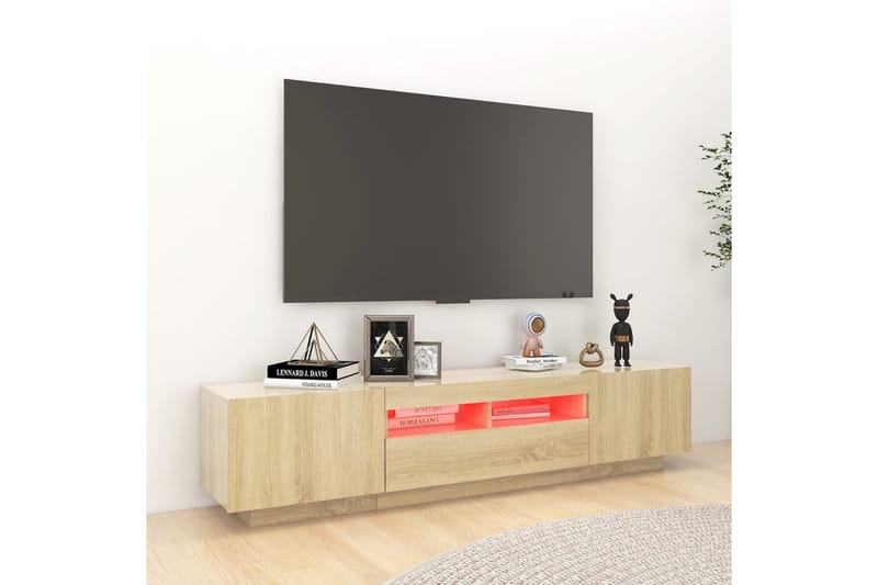 TV-bänk med LED-belysning sonoma-ek 180x35x40 cm - Brun - Möbler - Vardagsrum - Tv-möbler & mediamöbler - Tv-bänkar