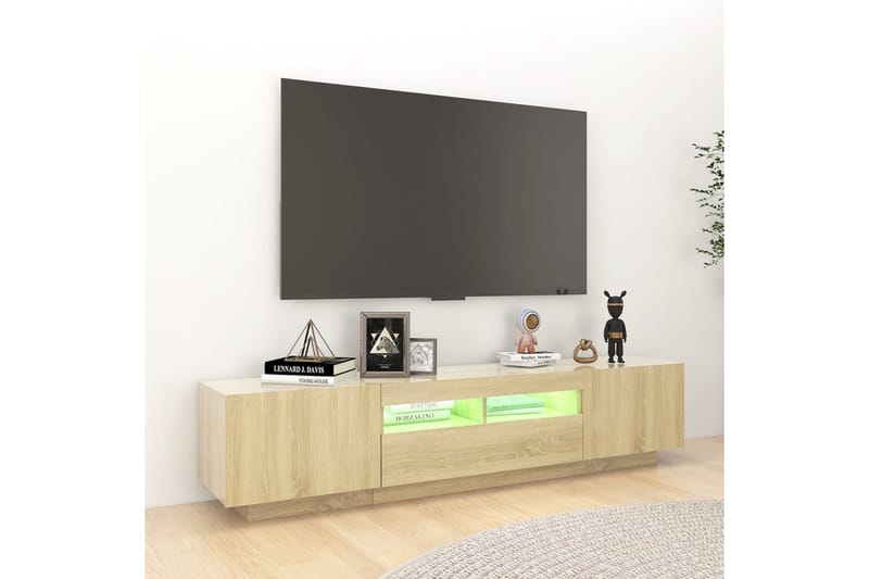 TV-bänk med LED-belysning sonoma-ek 180x35x40 cm - Brun - Möbler - Vardagsrum - Tv-möbler & mediamöbler - Tv-bänkar