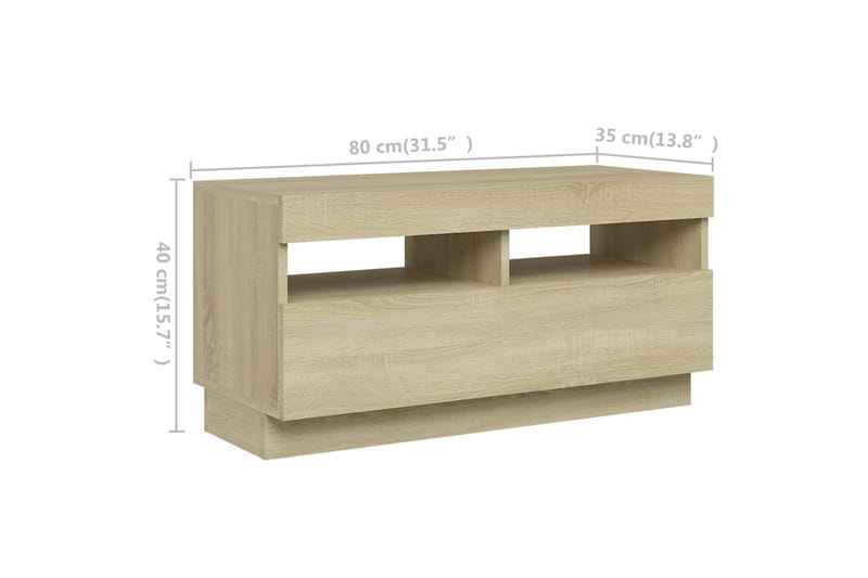 TV-bänk med LED-belysning sonoma-ek 180x35x40 cm - Brun - Möbler - Vardagsrum - Tv-möbler & mediamöbler - Tv-bänkar