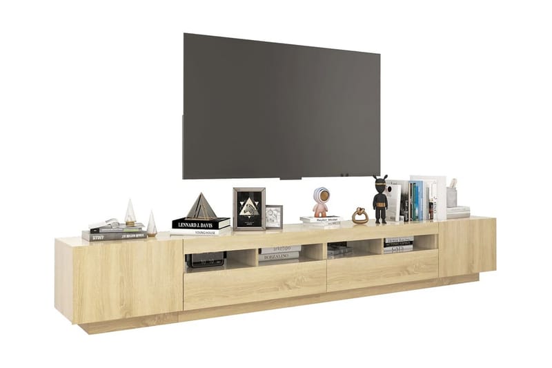 TV-bänk med LED-belysning sonoma-ek 260x35x40 cm - Brun - Möbler - Vardagsrum - Tv-möbler & mediamöbler - Tv-bänkar