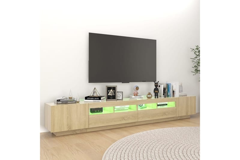 TV-bänk med LED-belysning sonoma-ek 260x35x40 cm - Brun - Möbler - Vardagsrum - Tv-möbler & mediamöbler - Tv-bänkar