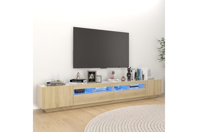 TV-bänk med LED-belysning sonoma-ek 260x35x40 cm - Brun - Möbler - Vardagsrum - Tv-möbler & mediamöbler - Tv-bänkar