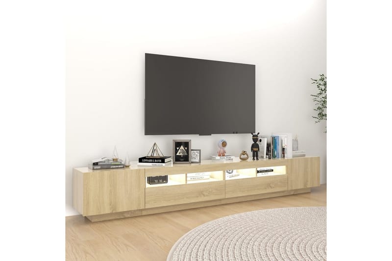 TV-bänk med LED-belysning sonoma-ek 260x35x40 cm - Brun - Möbler - Vardagsrum - Tv-möbler & mediamöbler - Tv-bänkar