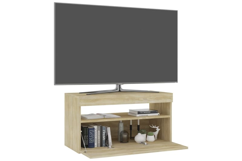 Tv-bänk med LED-belysning sonoma-ek 75x35x40 cm - Brun - Möbler - Vardagsrum - Tv-möbler & mediamöbler - Tv-bänkar