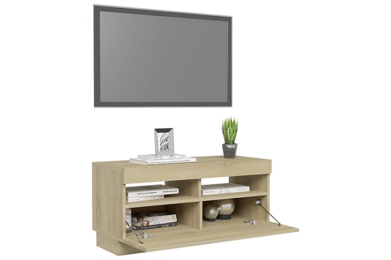 TV-bänk med LED-belysning sonoma-ek 80x35x40 cm - Brun - Möbler - Vardagsrum - Tv-möbler & mediamöbler - Tv-bänkar