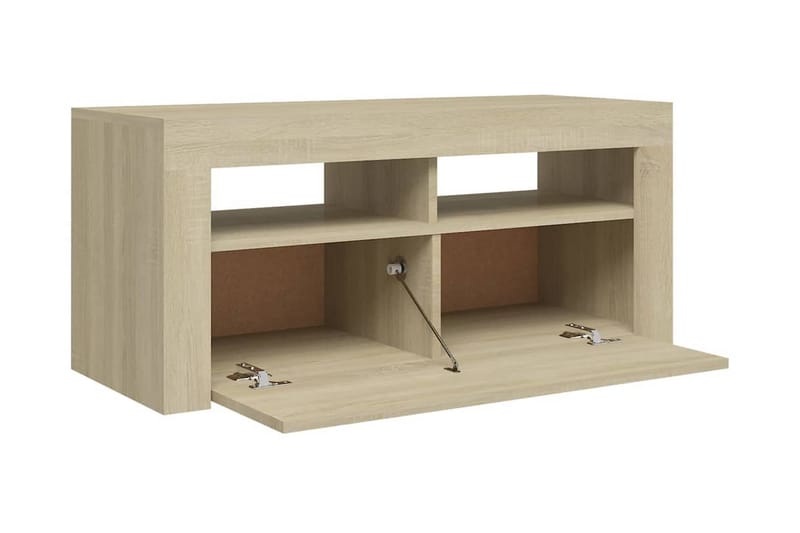 TV-bänk med LED-belysning sonoma-ek 90x35x40 cm - Brun - Möbler - Vardagsrum - Tv-möbler & mediamöbler - Tv-bänkar