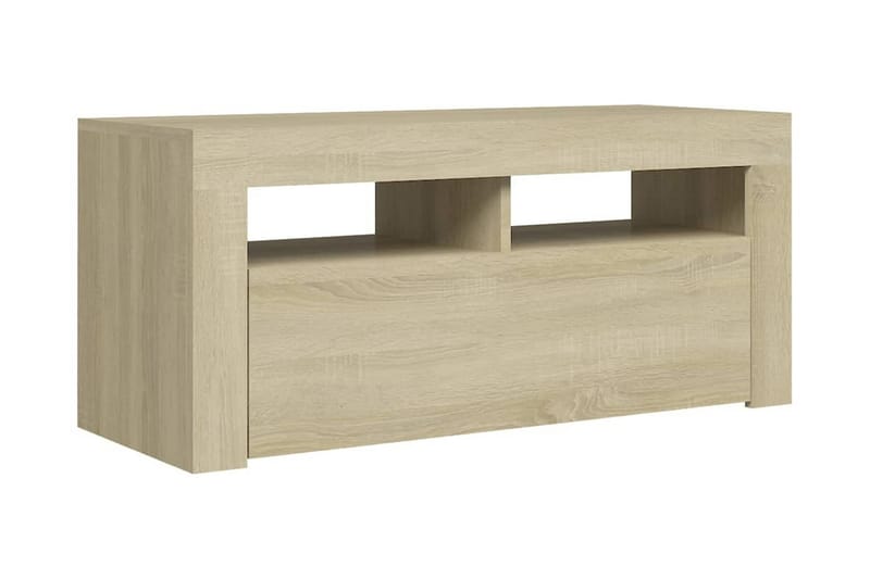 TV-bänk med LED-belysning sonoma-ek 90x35x40 cm - Brun - Möbler - Vardagsrum - Tv-möbler & mediamöbler - Tv-bänkar