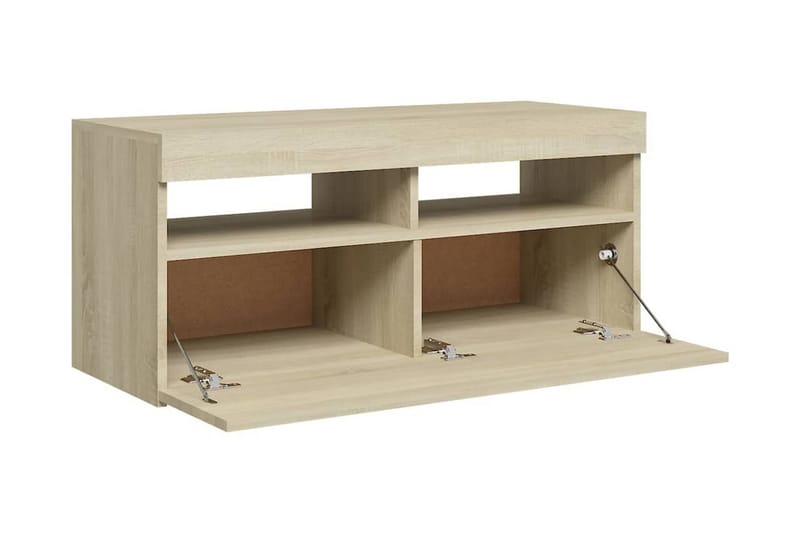 TV-bänk med LED-belysning sonoma-ek 90x35x40 cm - Brun - Möbler - Vardagsrum - Tv-möbler & mediamöbler - Tv-bänkar