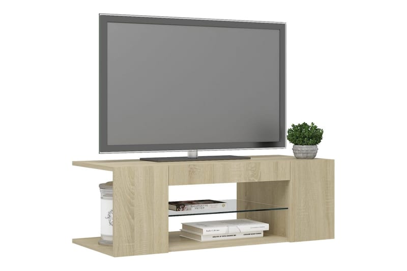 TV-bänk med LED-belysning sonoma-ek 90x39x30 cm - Brun - Möbler - Vardagsrum - Tv-möbler & mediamöbler - Tv-bänkar