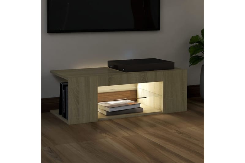 TV-bänk med LED-belysning sonoma-ek 90x39x30 cm - Brun - Möbler - Vardagsrum - Tv-möbler & mediamöbler - Tv-bänkar