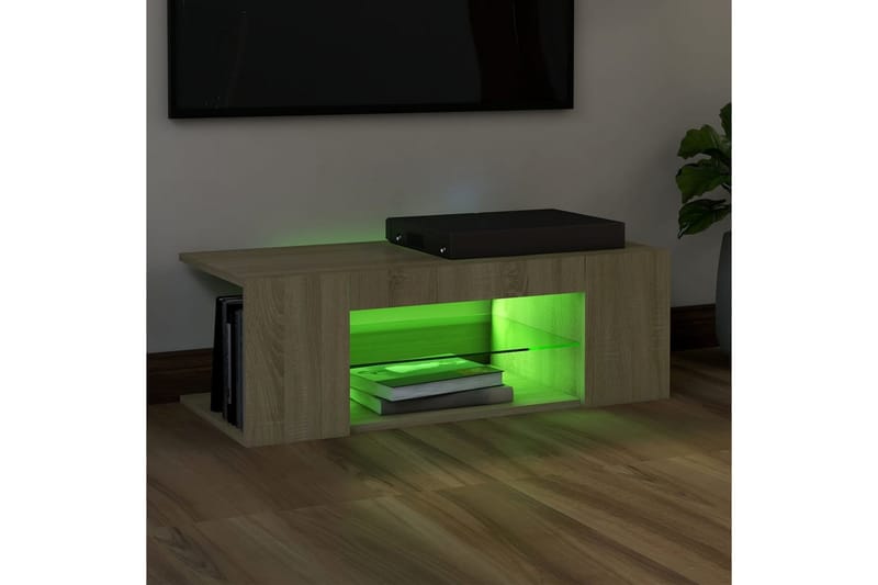 TV-bänk med LED-belysning sonoma-ek 90x39x30 cm - Brun - Möbler - Vardagsrum - Tv-möbler & mediamöbler - Tv-bänkar