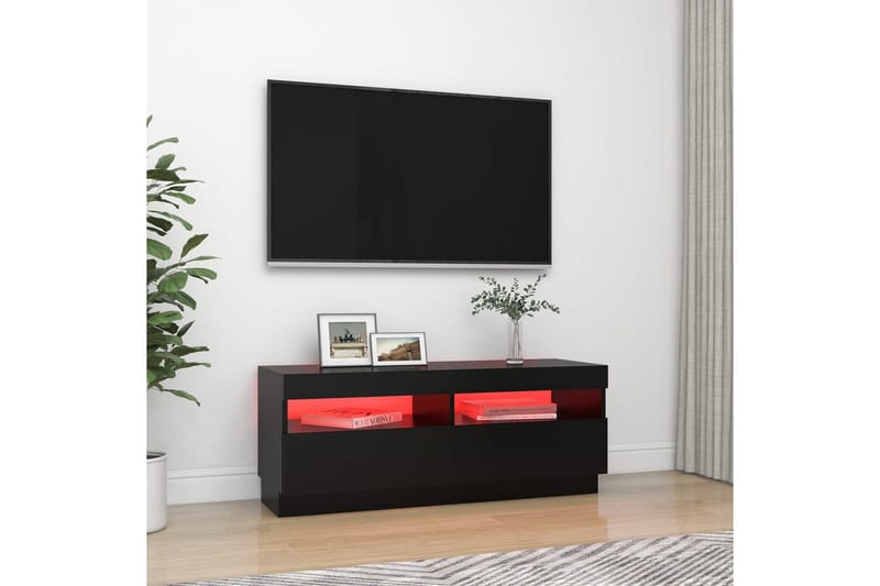 TV-bänk med LED-belysning svart 100x35x40 cm - Svart - Möbler - Vardagsrum - Tv-möbler & mediamöbler - Tv-bänkar