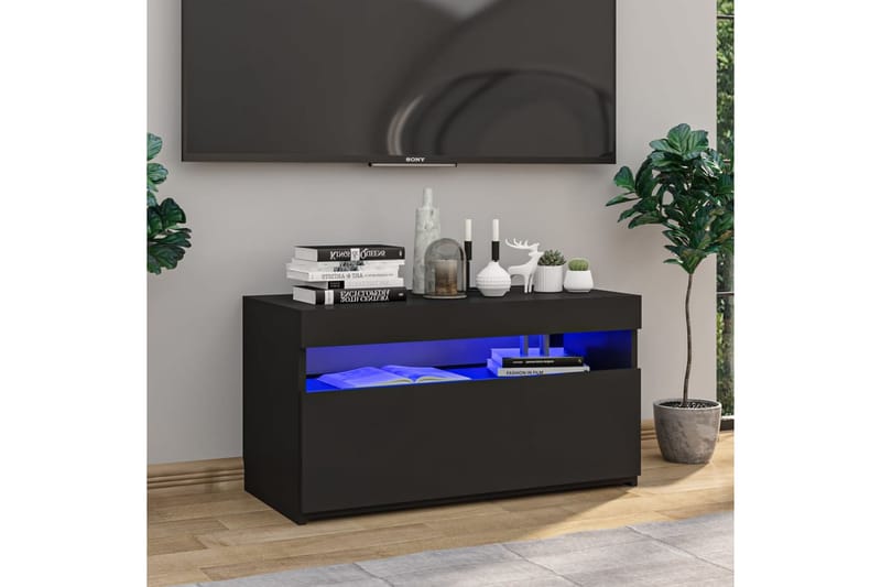 Tv-bänk med LED-belysning svart 75x35x40 cm - Svart - Möbler - Vardagsrum - Tv-möbler & mediamöbler - Tv-bänkar