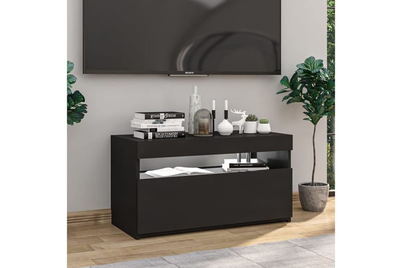 Tv-bänk med LED-belysning svart 75x35x40 cm - Svart - Möbler - Vardagsrum - Tv-möbler & mediamöbler - Tv-bänkar