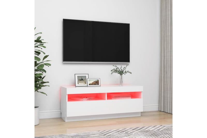 TV-bänk med LED-belysning vit 100x35x40 cm - Vit - Möbler - Vardagsrum - Tv-möbler & mediamöbler - Tv-bänkar