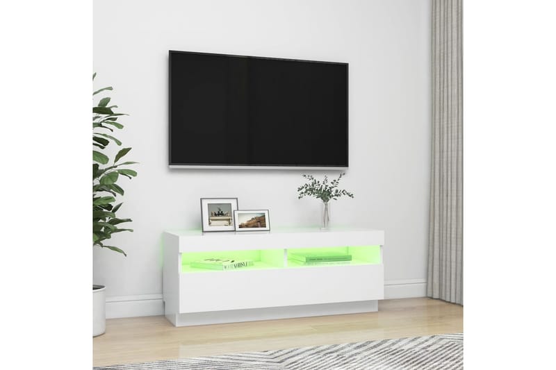 TV-bänk med LED-belysning vit 100x35x40 cm - Vit - Möbler - Vardagsrum - Tv-möbler & mediamöbler - Tv-bänkar