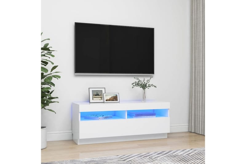 TV-bänk med LED-belysning vit 100x35x40 cm - Vit - Möbler - Vardagsrum - Tv-möbler & mediamöbler - Tv-bänkar