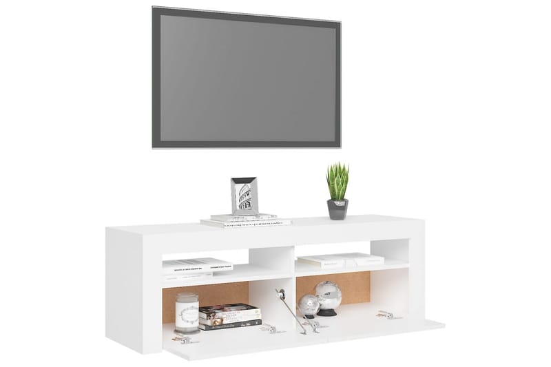 TV-bänk med LED-belysning vit 120x35x40 cm - Vit - Möbler - Vardagsrum - Tv-möbler & mediamöbler - Tv-bänkar