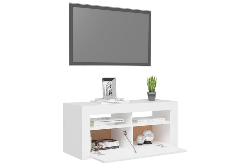 TV-bänk med LED-belysning vit 90x35x40 cm - Vit - Möbler - Vardagsrum - Tv-möbler & mediamöbler - Tv-bänkar