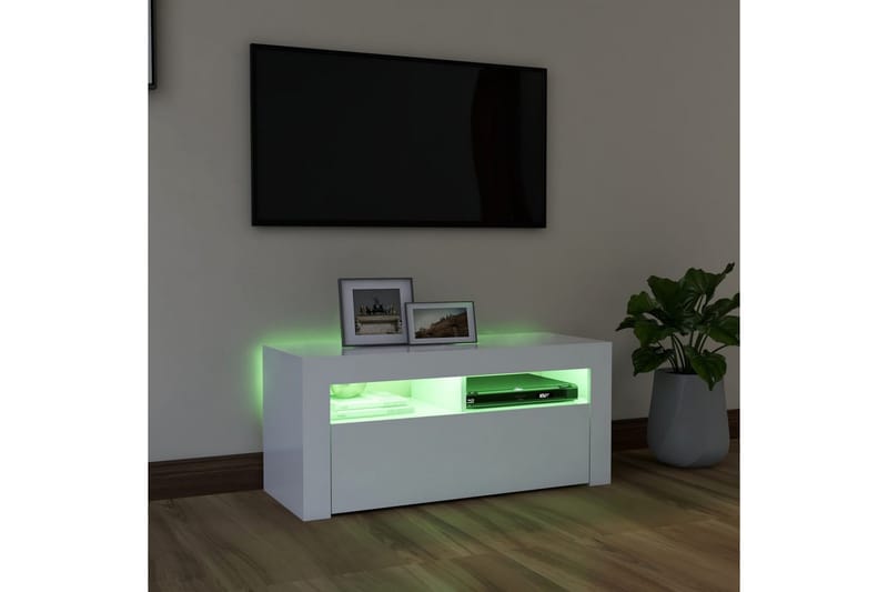 TV-bänk med LED-belysning vit 90x35x40 cm - Vit - Möbler - Vardagsrum - Tv-möbler & mediamöbler - Tv-bänkar