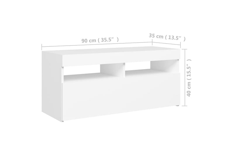 TV-bänk med LED-belysning vit 90x35x40 cm - Vit - Möbler - Vardagsrum - Tv-möbler & mediamöbler - Tv-bänkar