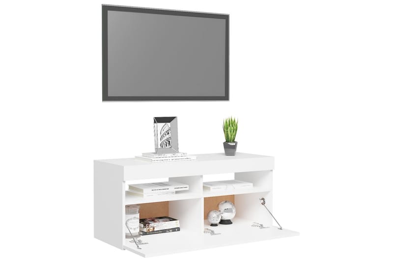 TV-bänk med LED-belysning vit 90x35x40 cm - Vit - Möbler - Vardagsrum - Tv-möbler & mediamöbler - Tv-bänkar