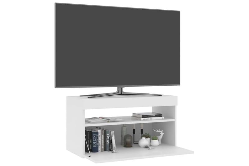 Tv-bänk med LED-belysning vit högglans 75x35x40 cm - Vit - Möbler - Vardagsrum - Tv-möbler & mediamöbler - Tv-bänkar