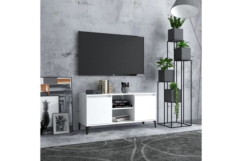 TV-bänk med metallben vit 103,5x35x50 cm - Vit - Möbler - Vardagsrum - Tv-möbler & mediamöbler - Tv-bänkar