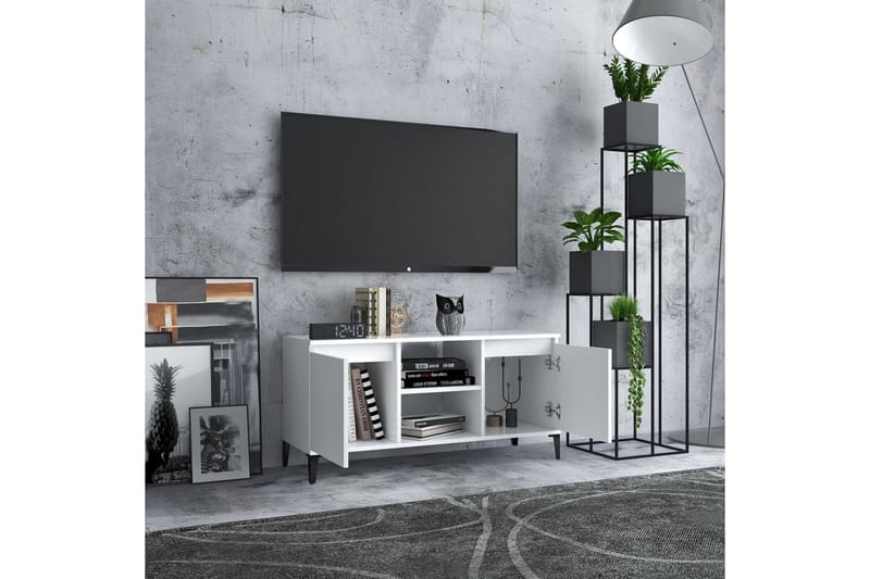 TV-bänk med metallben vit 103,5x35x50 cm - Vit - Möbler - Vardagsrum - Tv-möbler & mediamöbler - Tv-bänkar