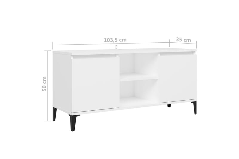 TV-bänk med metallben vit 103,5x35x50 cm - Vit - Möbler - Vardagsrum - Tv-möbler & mediamöbler - Tv-bänkar