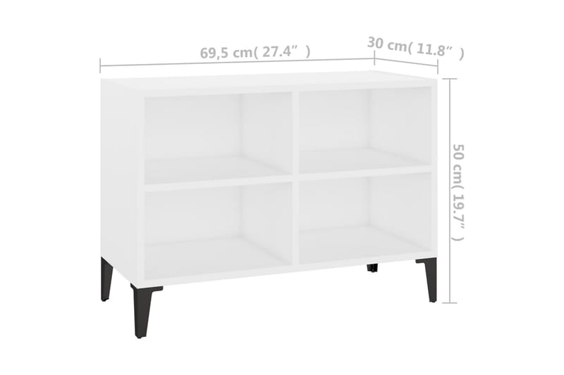 TV-bänk med metallben vit 69,5x30x50 cm - Vit - Möbler - Vardagsrum - Tv-möbler & mediamöbler - Tv-bänkar