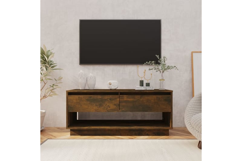 TV-bänk rökfärgad ek 102x41x44 cm spånskiva - Brun - Möbler - Vardagsrum - Tv-möbler & mediamöbler - Tv-bänkar