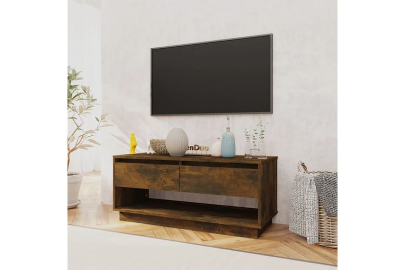 TV-bänk rökfärgad ek 102x41x44 cm spånskiva - Brun - Möbler - Vardagsrum - Tv-möbler & mediamöbler - Tv-bänkar