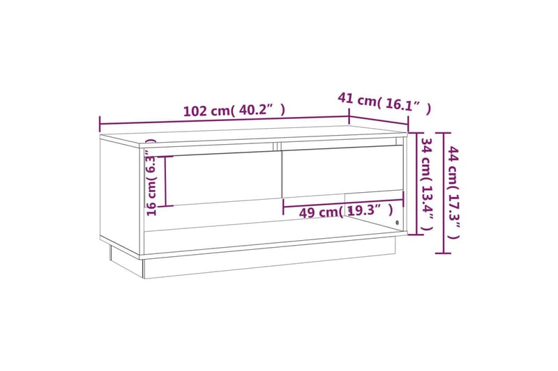 TV-bänk rökfärgad ek 102x41x44 cm spånskiva - Brun - Möbler - Vardagsrum - Tv-möbler & mediamöbler - Tv-bänkar