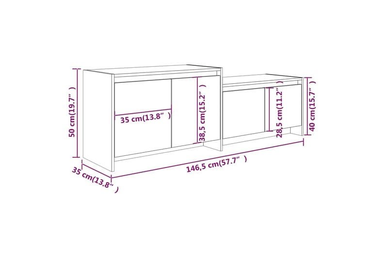 TV-bänk rökfärgad ek 146,5x35x50 cm spånskiva - Brun - Möbler - Vardagsrum - Tv-möbler & mediamöbler - Tv-bänkar