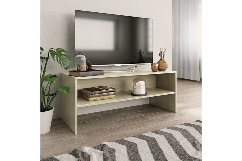 TV-bänk sonoma ek 100x40x40 cm spånskiva - Brun - Möbler - Vardagsrum - Tv-möbler & mediamöbler - Tv-bänkar