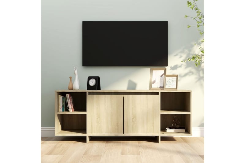 TV-bänk sonoma-ek 130x35x50 cm spånskiva - Beige - Möbler - Vardagsrum - Tv-möbler & mediamöbler - Tv-bänkar